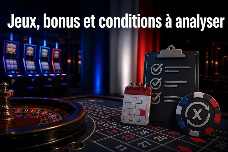 Jeux, bonus et conditions à analyser